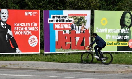 Election posters for the SPD, Die Linke and the Greens in Stuttgart