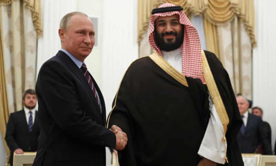 Russia's President Putin and Saudi Arabia's Defence Minister Mohammed bin Salman