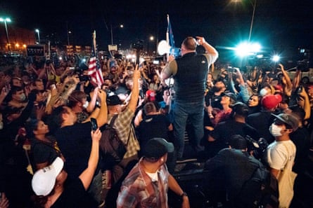 Jones speaking to Trump supporters on election day in 2020.