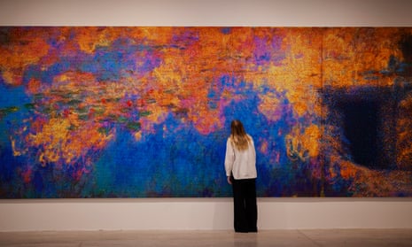 Woman looking at Ai Weiwei’s re-imagining of Monet's Water Lilies.