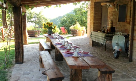 Agriturismo Ramusè  terrace table set for breakfast
