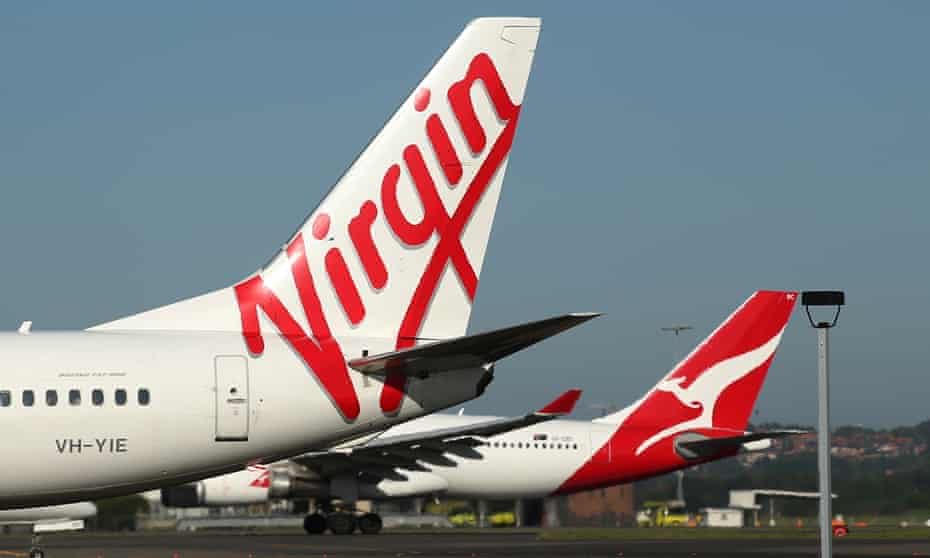 Virgin Australia and Qantas aircraft at Sydney airport