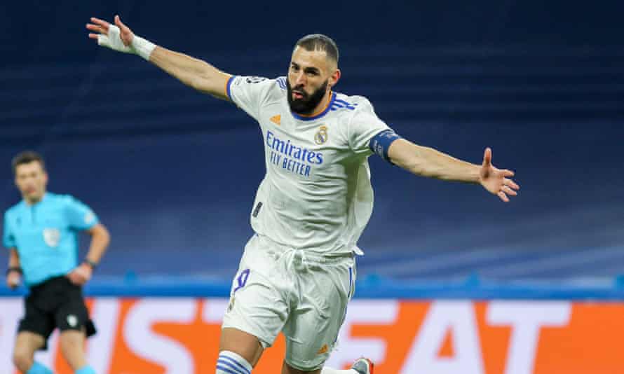 Karim Benzema celebrates one of his goals in Real Madrid’s victory