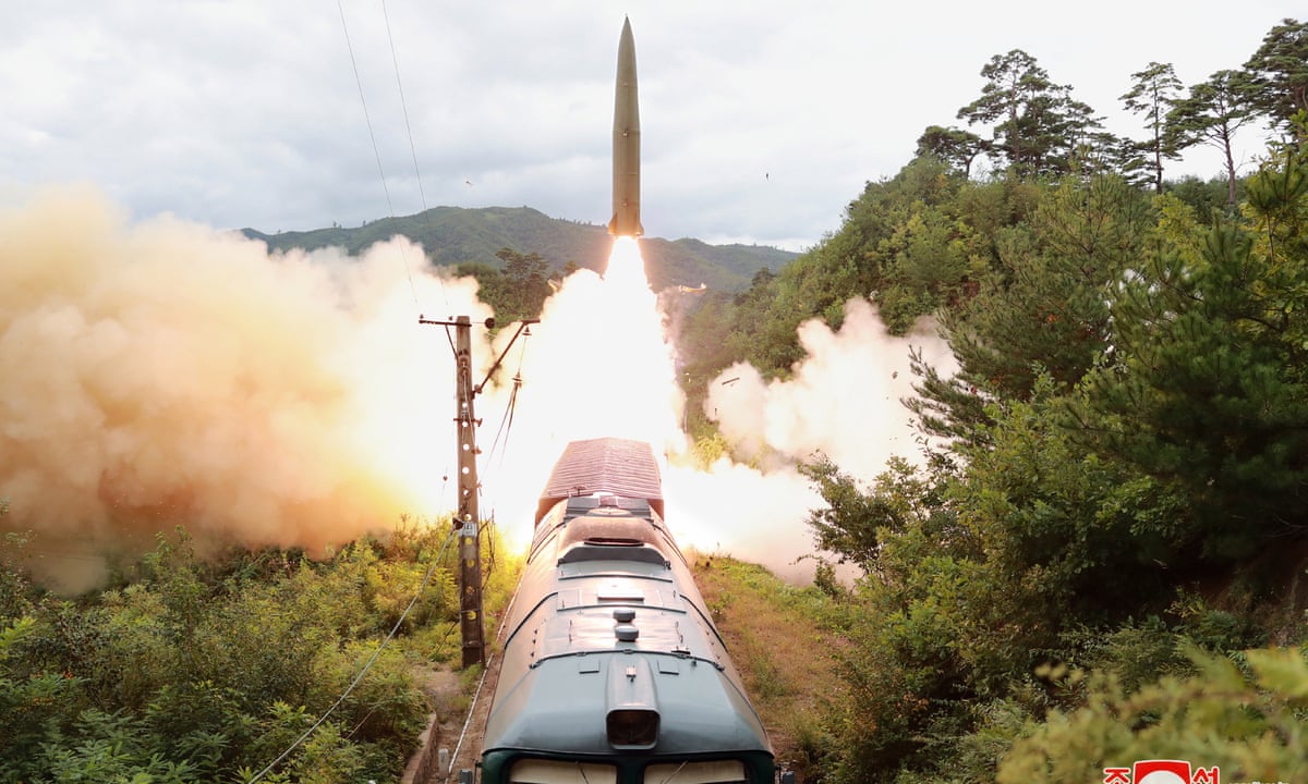 North Korea fired ballistic missiles from train amid rising tensions with the South | North Korea | The Guardian