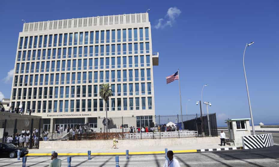 A US flag flies at the embassy in Cuba, where cases of Havana syndrome were first reported.