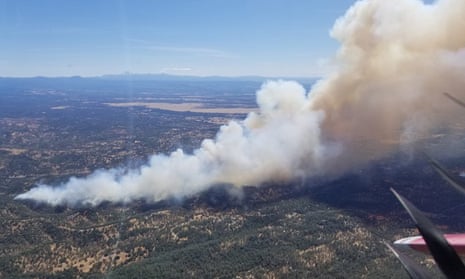 This photo provided by Cal Fire shows an aerial view of the Mountain Fire on 22 August. 