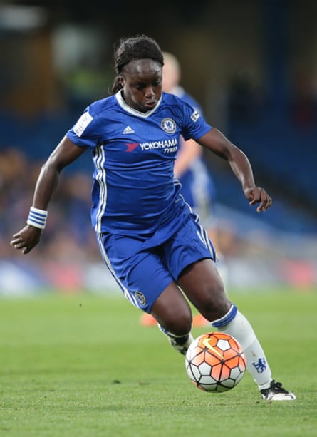 Eni Aluko in action for Chelsea against Wolfsburg in the women’s Champions League last season.
