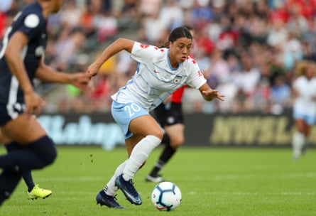 Sam Kerr in 2019 playing for the Chicago Red Stars against North Carolina Courage