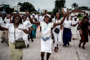 Supporters of Félix Tshisekedi celebrate in Kinshasa, the Democratic Republic of the Congo