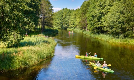 Kayaking at Krutynia river, Mazury region, Poland