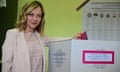 Italy's Prime Minister Giorgia Meloni casts her ballot.