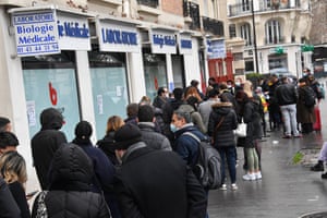 A queue for Covid tests in Paris.