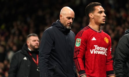 Erik ten Hag looks dejected after the final whistle