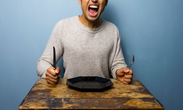 angry man at the table