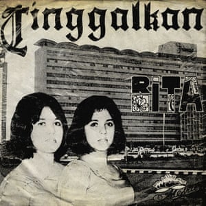 The sleeve of Tinggalkan by Rita and Nita, showing them in front of a large tower block