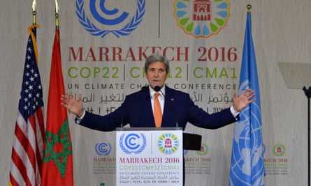 John Kerry, the US secretary of state, at the climate talks in Marrakech