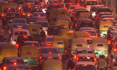 Traffic jam in Delhi, India