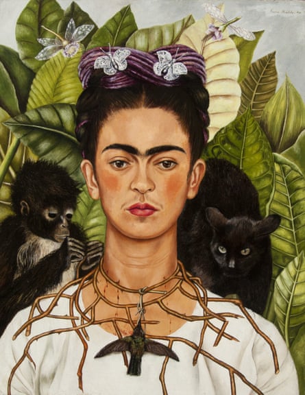 Kahlo’s Untitled Self-portrait With Thorn Necklace and Hummingbird from 1940,