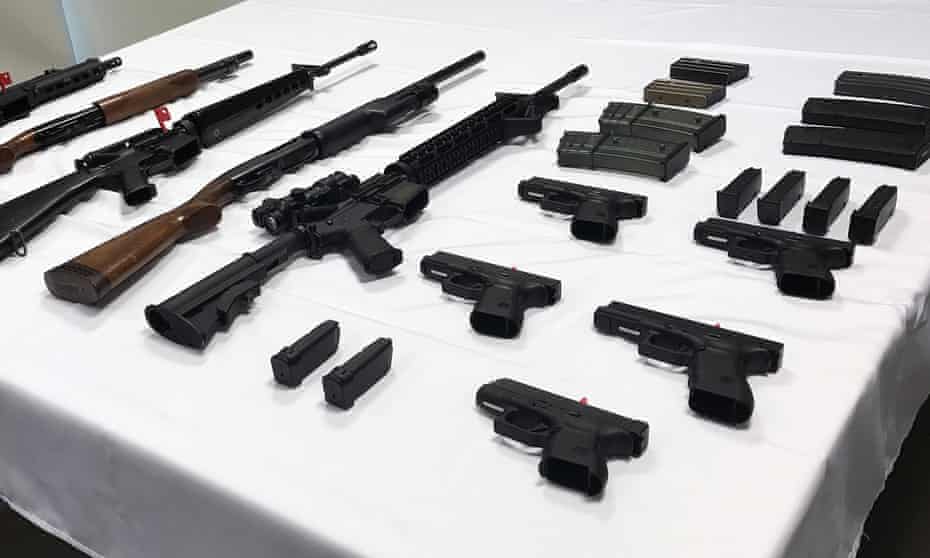 An array of surrendered guns on display in Canberra collected during the first national amnesty since 1996.