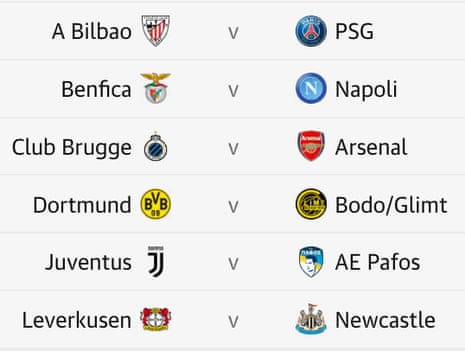Champions League fixtures.