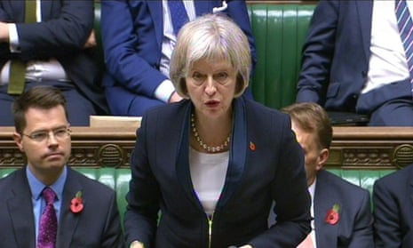 Theresa May speaks in the House of Commons.