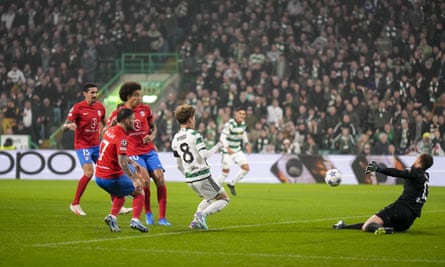 Kyogo Furuhashi gives Celtic an early lead.