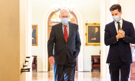 Mitch McConnell Near the Senate Chamber in Washington, US - 28 Jan 2021<br>Mandatory Credit: Photo by Michael Brochstein/SOPA Images/REX/Shutterstock (11734301c) Senate Minority Leader Mitch McConnell (R-KY) wearing a face mask walks from the Senate Chamber to his office. Mitch McConnell Near the Senate Chamber in Washington, US - 28 Jan 2021