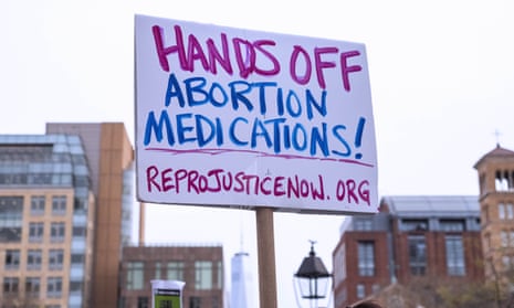Protesters rally against the mifepristone ban handed down by a Texas federal judge.