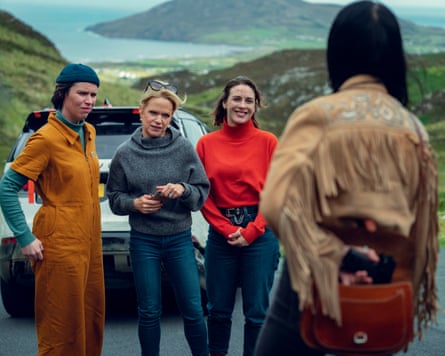 Dunne, Keenan and Gallagher with Bronagh Gallagher as Booker in How to Get to Heaven from Belfast.