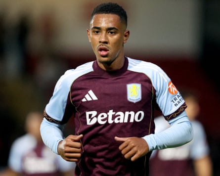 Jacob Ramsey of Aston Villa jogs during the pre-season friendly match between Aston Villa and AS Roma at Pallet-Track Bescot Stadium on 6 August 2025 in Walsall, England.