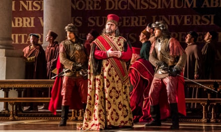 Carlos Alvarez singing the title role of Simon Boccanegra by Verdi at the Royal Opera House, Covent Garden, in 2018, in a revival of the 1991 production by Elijah Moshinsky.