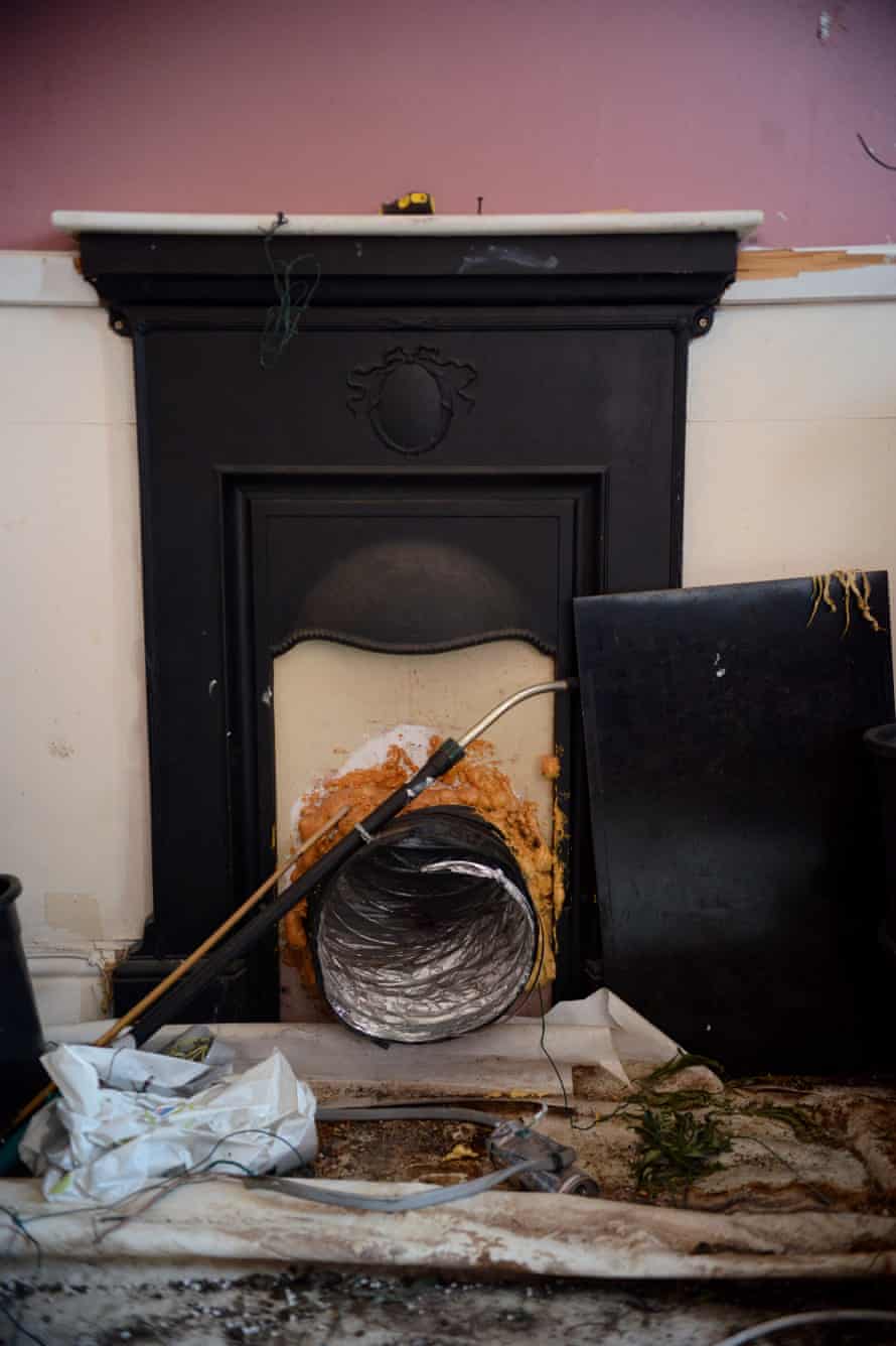 A ventilation duct forced into the fireplace of Helen Jenkins’ house