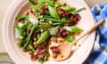 José Pizarro's warm green bean salad with crispy jamón and mahón.