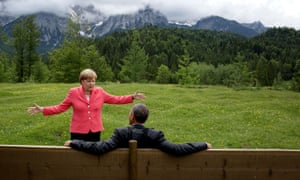 Obama with German chancellor Angela Merkel during the G7 summit in Krün, Germany, June 2015