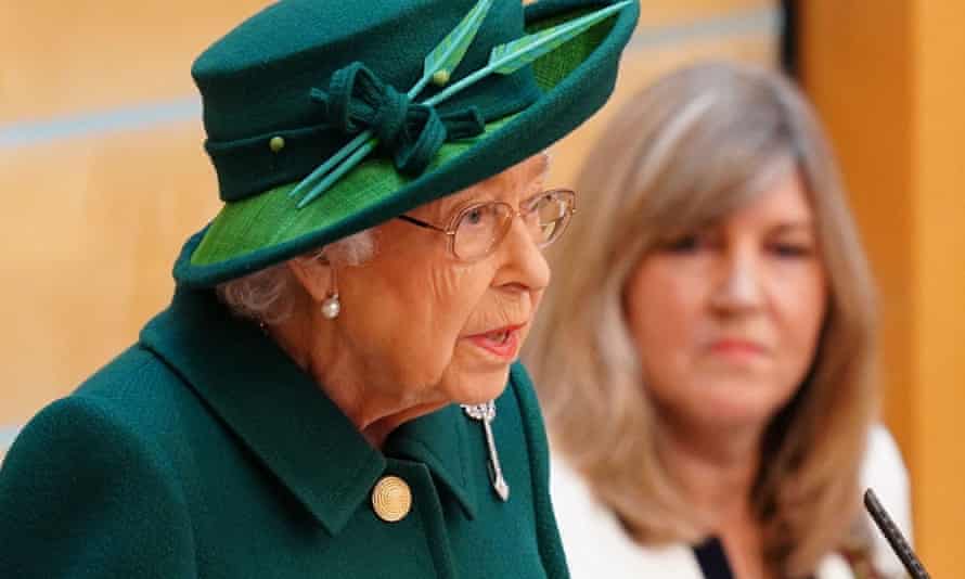 Queen Elizabeth delivers her address during the opening of the Scottish parliament in Edinburgh