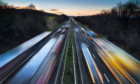 Light trails of cars on busy motorway