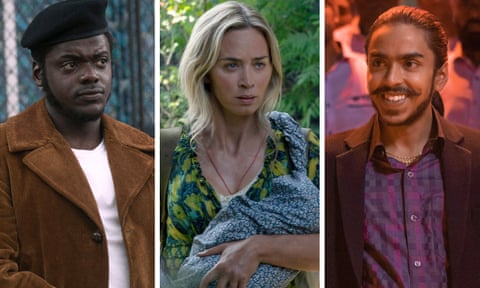 from left: Daniel Kaluuya in Judas and the Black Messiah, Emily Blunt in A Quiet Place Part II, Adarsh Gourav in The White Tiger.