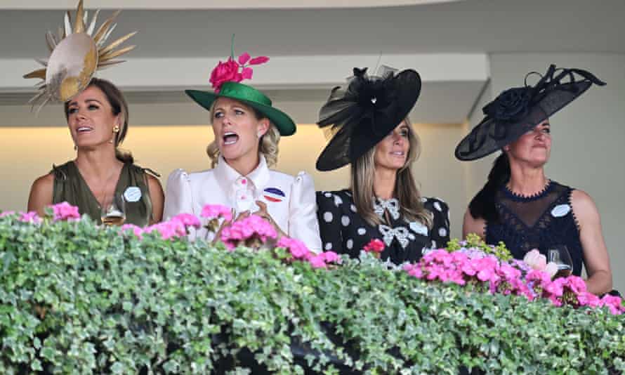 Natalie Pinkham, Zara Tindall, Anna Woolhouse and Kirsty Gallagher cheer the horses on in the Gold Cup.