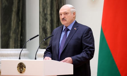 Belarusian president Alexander Lukashenko delivers a speech