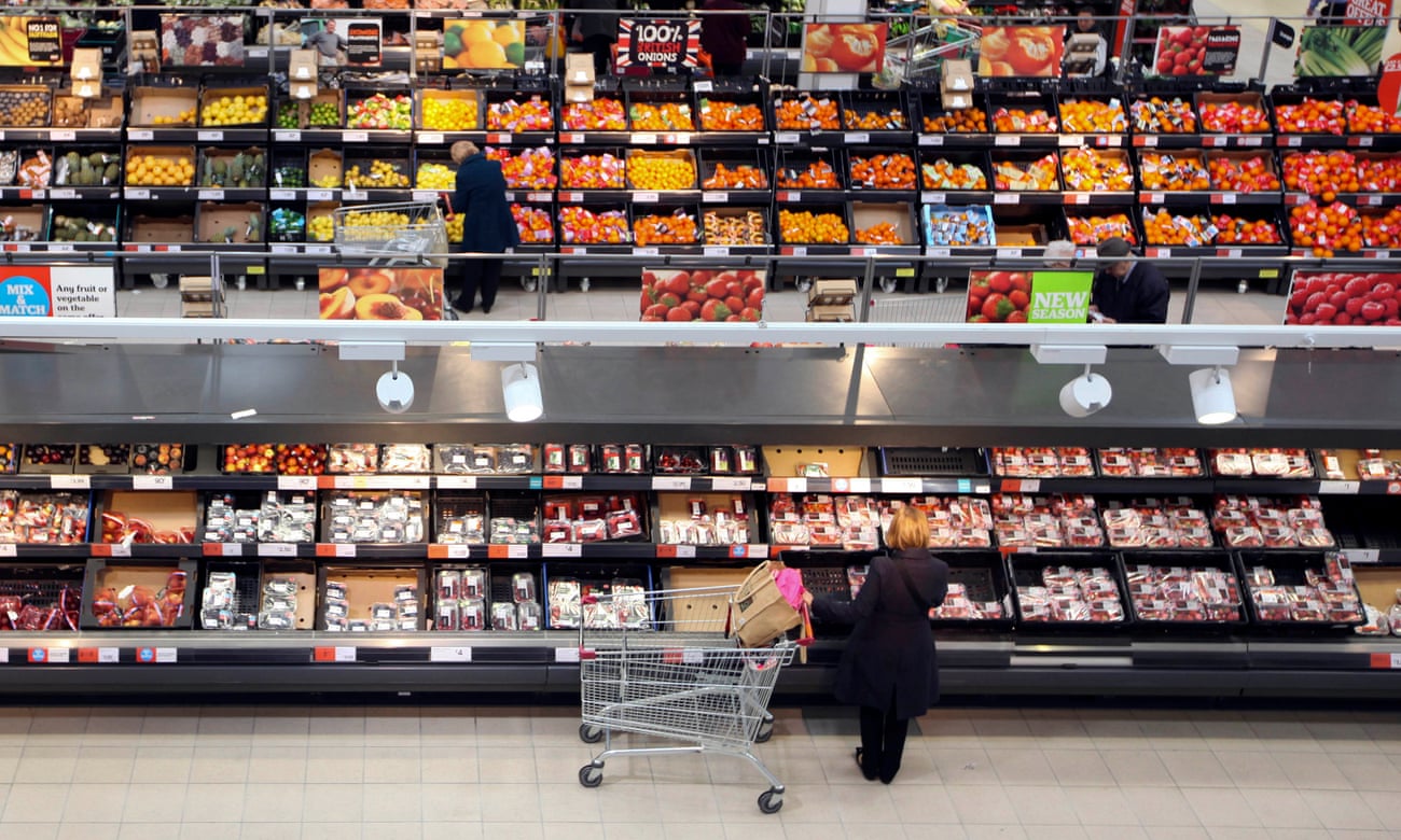 UK shoppers at a Sainsbury's supermarket
