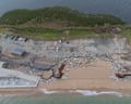 A destroyed road at Slapton Sands, South Devon, which was destroyed in February.