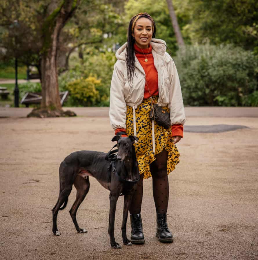 Georgina Lawton with her dog, a greyhound called Jasper