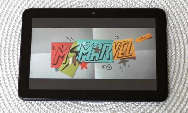 An episode of Ms Marvel on Disney+ playing on the Fire 7 tablet.