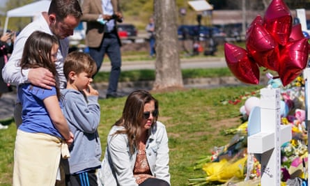 A family mourns the six victims of the Covenant school shooting in Nashville, Tennessee, last month.