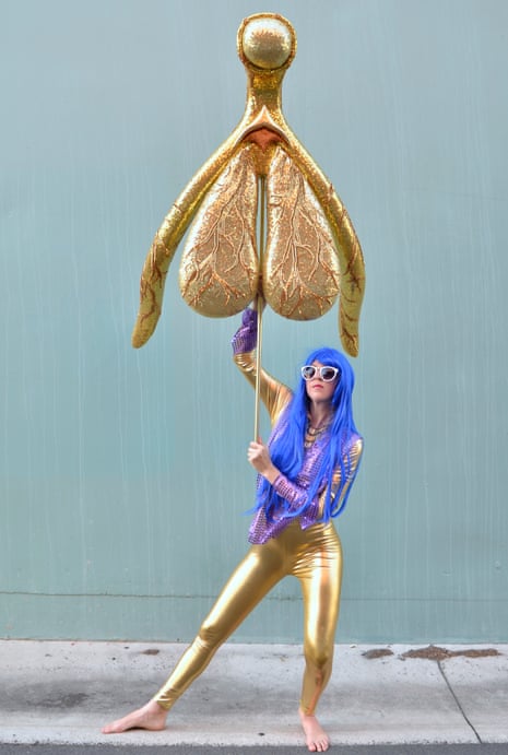 The Glitoris, a giant, gold clitoris devised by the Sydney artist Alli Sebastian Wolf to highlight lack of understanding in the female anatomy.