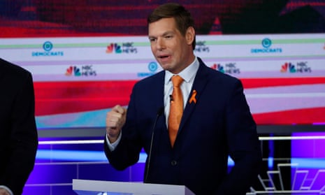 Eric Swalwell speaks during the first debates between the Democratic 2020 candidates in Miami, Florida.