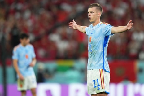 Dani Olmo looks exasperated.