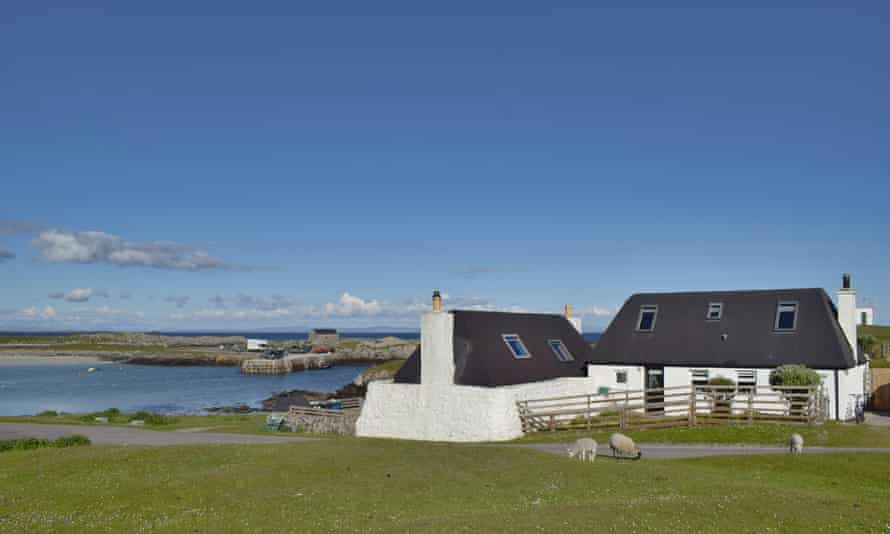 Tiree blackhouse and harbour