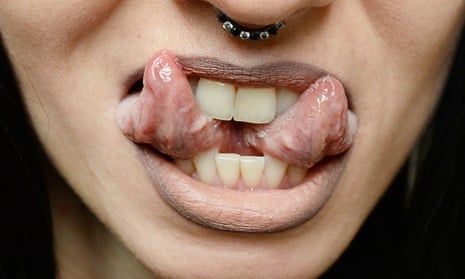 A split tongue at a body art convention