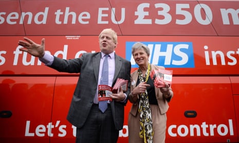 Boris Johnson in front of the infamous NHS battlebus during the Brexit referendum campaign.